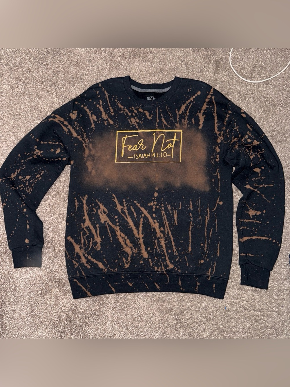 Fear Not Handmade Graphic Black & Brown Tie-Dye Crewneck Sweater